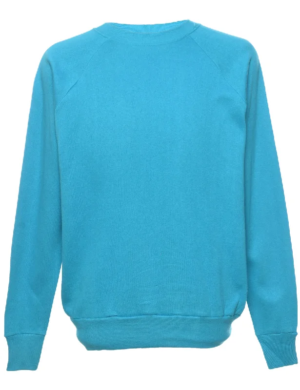 Aqua Blue Plain Sweatshirt - L