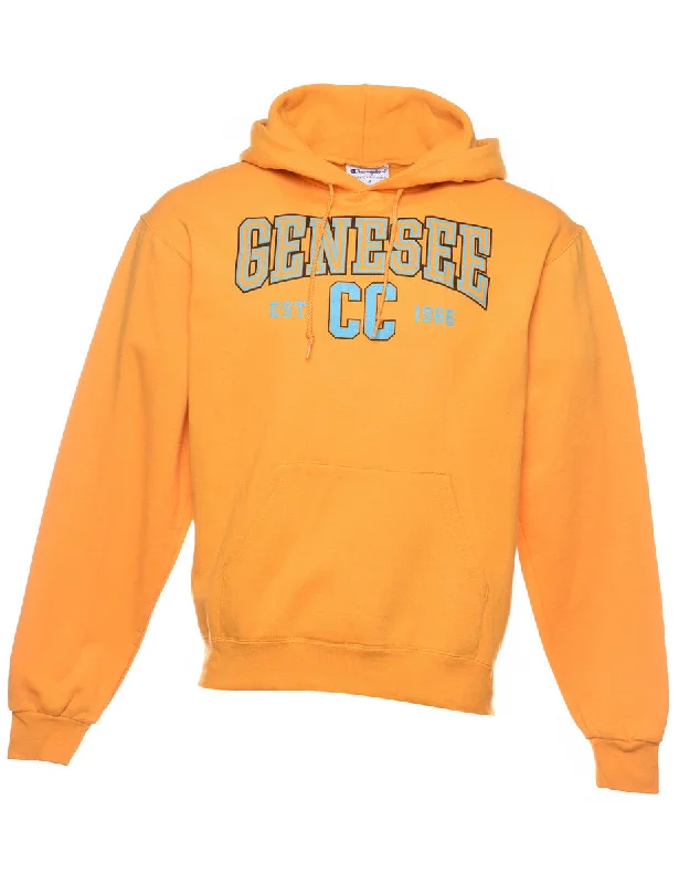 Champion Genesee Mustard & Light Blue Printed Hoodie - M