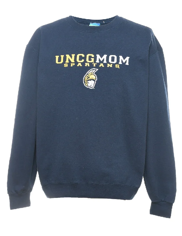 Champion Navy & Yellow Spartans Design Printed Sweatshirt - L