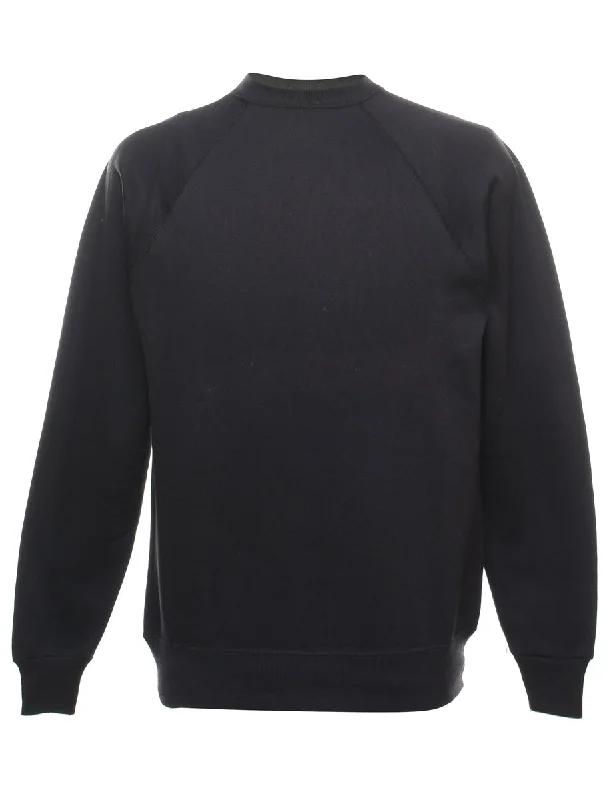 Classic Black Plain Sweatshirt - M