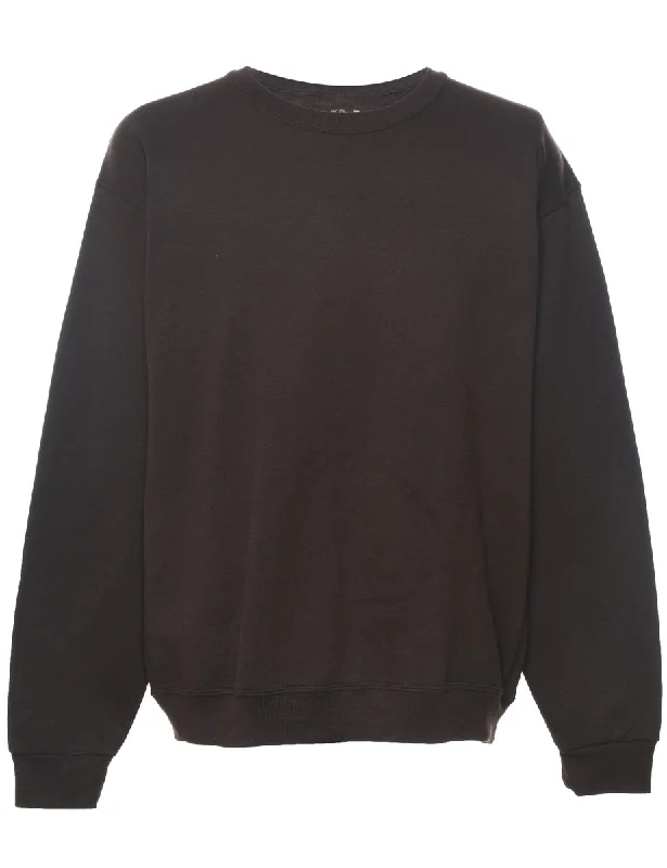 Dark Brown Plain Sweatshirt - L