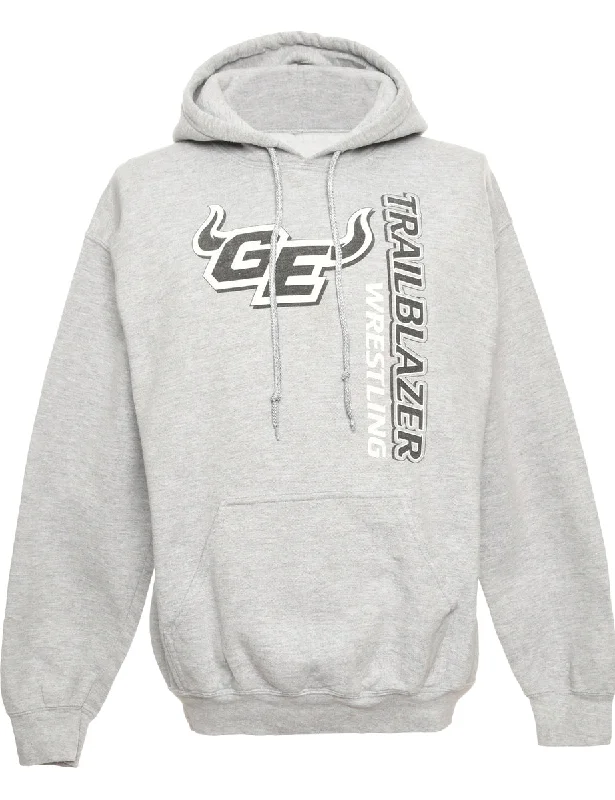 Gildan Grey Printed Hoodie - M