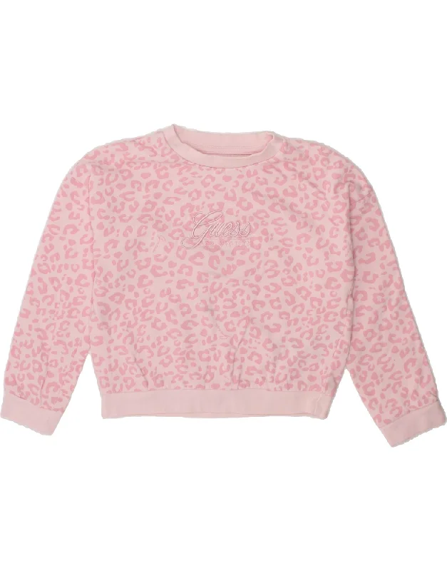 GUESS Girls Abstract Pattern Graphic Sweatshirt Jumper 3-4 Years Pink