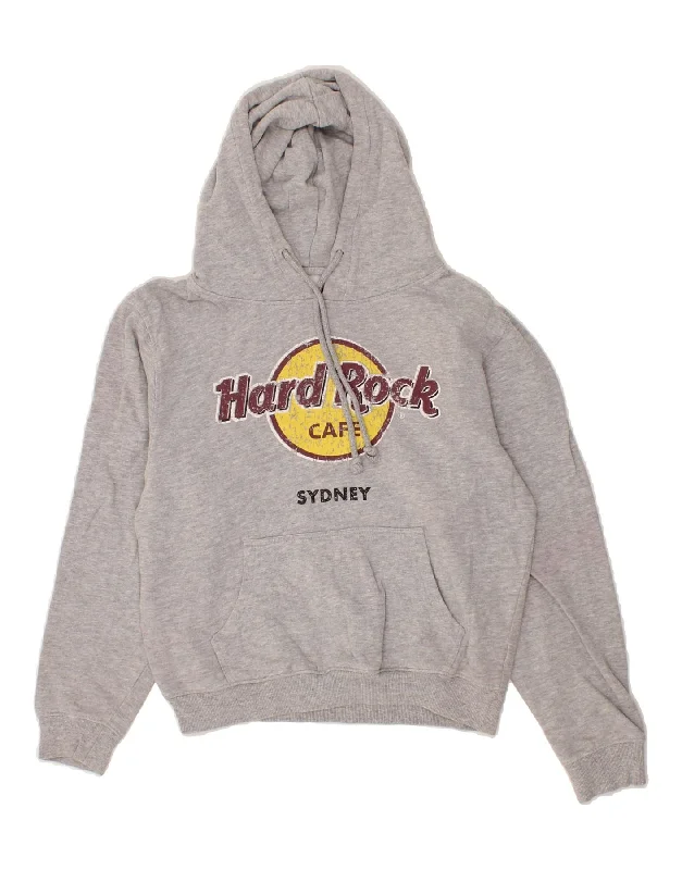 HARD ROCK CAFE Womens Sydney Graphic Hoodie Jumper UK 10 Small Grey Cotton