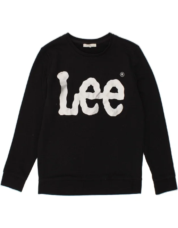 LEE Womens Graphic Sweatshirt Jumper UK 10 Small Black Cotton