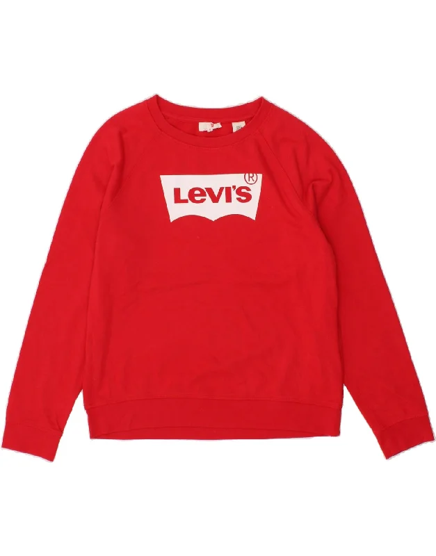 LEVI'S Womens Graphic Sweatshirt Jumper UK 16 Large Red Cotton