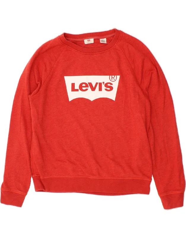 LEVI'S Womens Graphic Sweatshirt Jumper UK 18 XL Red Cotton