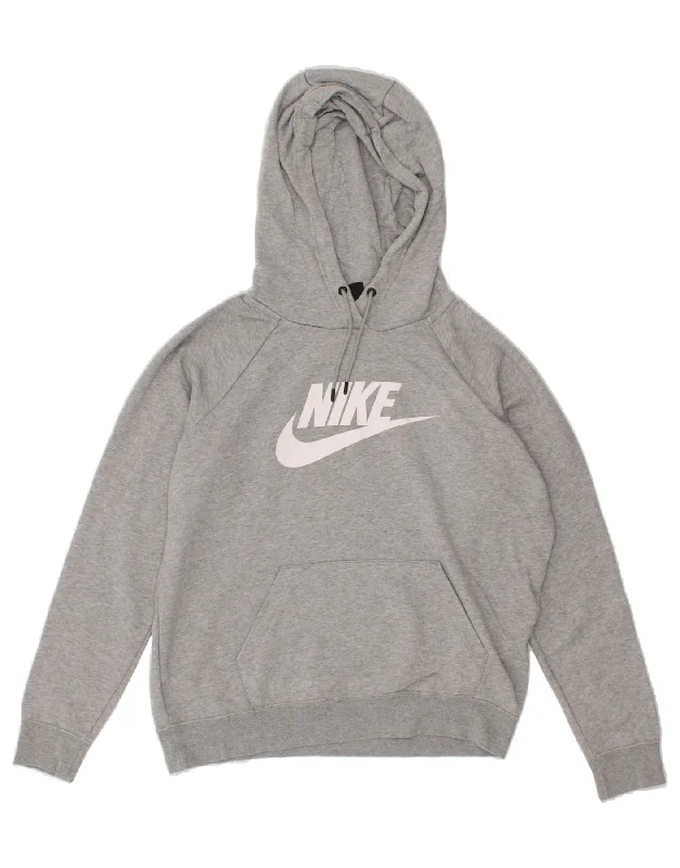 NIKE Mens Graphic Hoodie Jumper Medium Grey Cotton