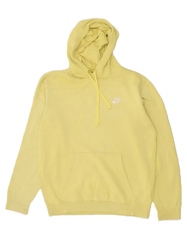 NIKE Mens Hoodie Jumper Medium Yellow Cotton