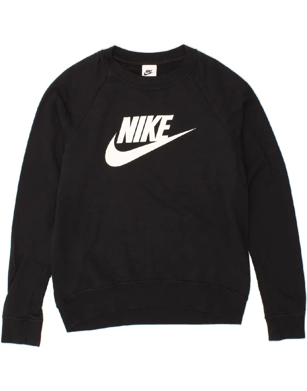 NIKE Womens Graphic Sweatshirt Jumper UK 10 Small Black