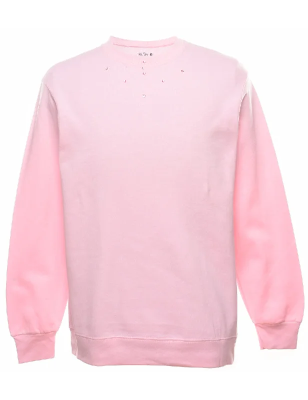 Pale Pink Plain Sweatshirt - M