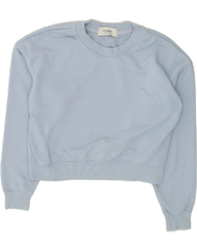 PULL & BEAR Womens Oversized Crop Sweatshirt Jumper UK 6 XS Blue