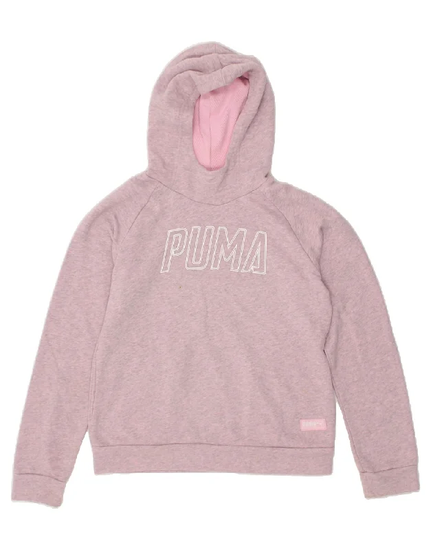 PUMA Womens Graphic Hoodie Jumper UK 14 Medium  Pink Cotton