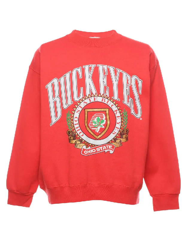 Red Ruckeyes Printed Red Sweatshirt - M