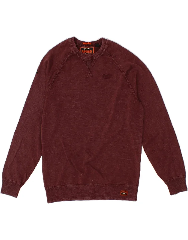 SUPERDRY Mens Sweatshirt Jumper Large Burgundy Cotton