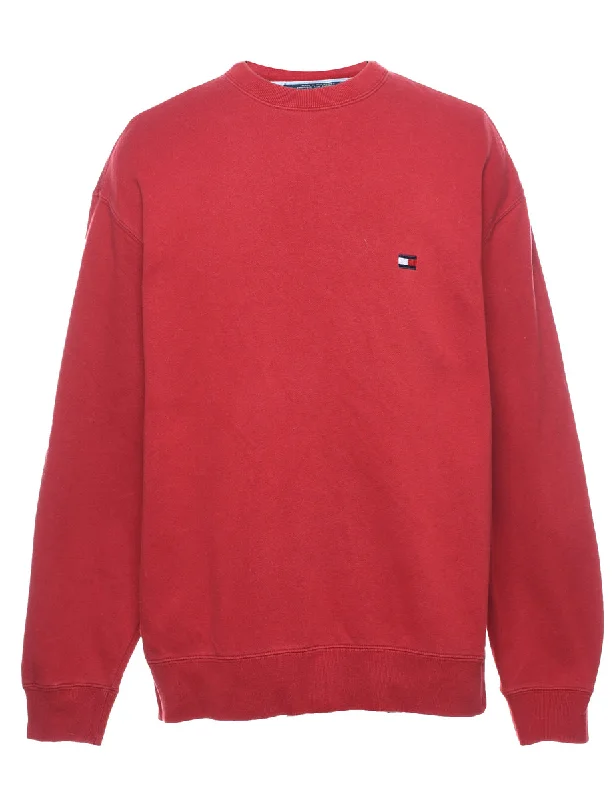 Tommy Hilfiger Red Plain Sweatshirt - M