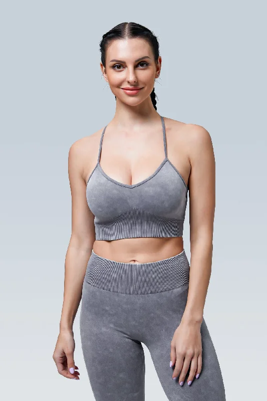 Acid Wash Seamless Y-back Sports Bra