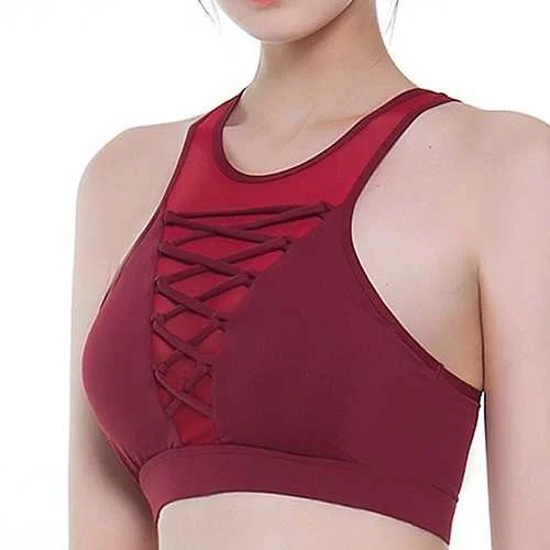 High Neck Cross Straps Yoga Tops Ladies Sports Bra