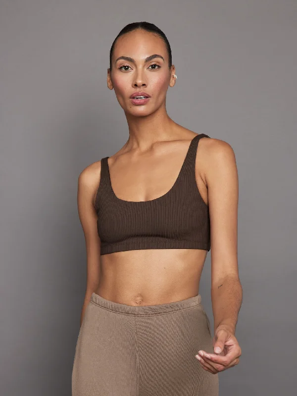 Ribbed Bra - Dark Oak