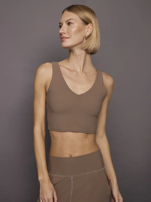 V-Neck Longline Bra in Melt - Caribou