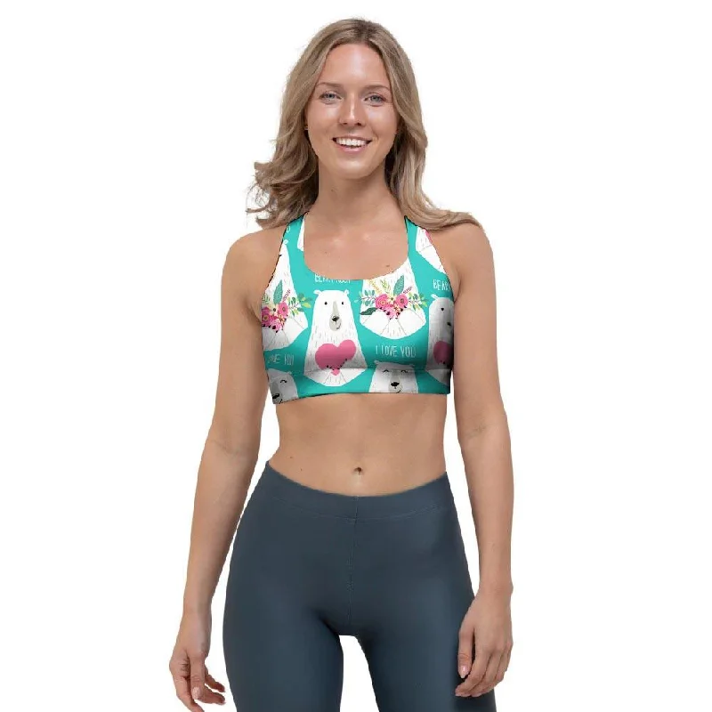 White Mama Bear Sports Bra