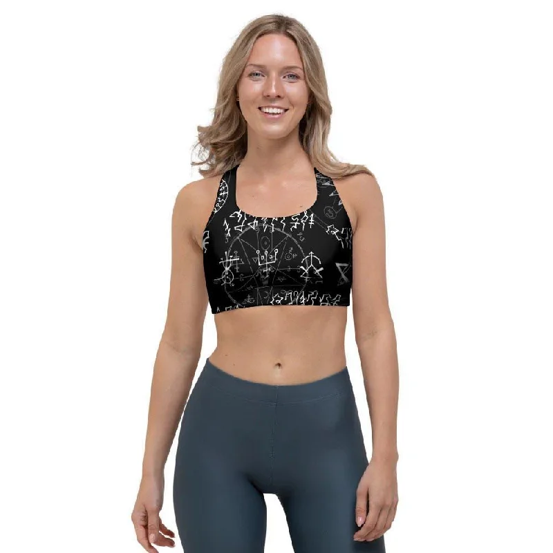 Witch Sign Print Sports Bra