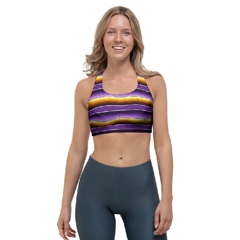 Yellow And Purple Mexican Baja Sports Bra