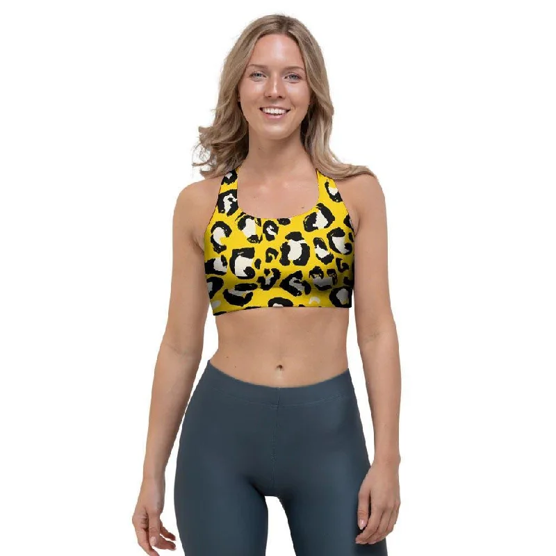 Yellow Leopard Sports Bra