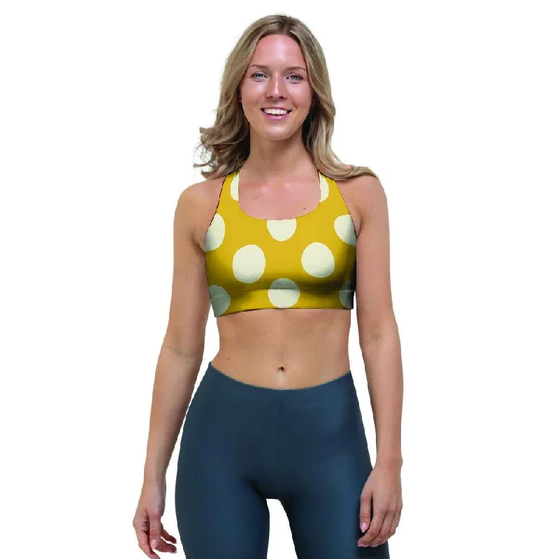 Yellow Polka Dot Sports Bra