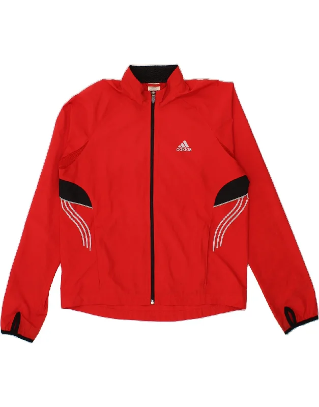 ADIDAS Womens Clima Proof Tracksuit Top Jacket UK 16 Large Red Colourblock