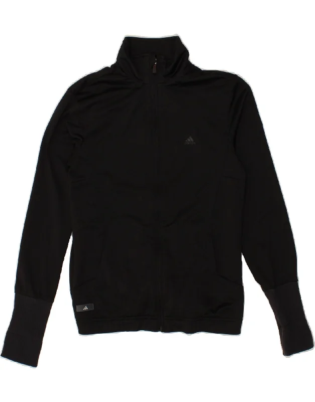 ADIDAS Womens Climalite Tracksuit Top Jacket UK 12 Medium  Black Polyester