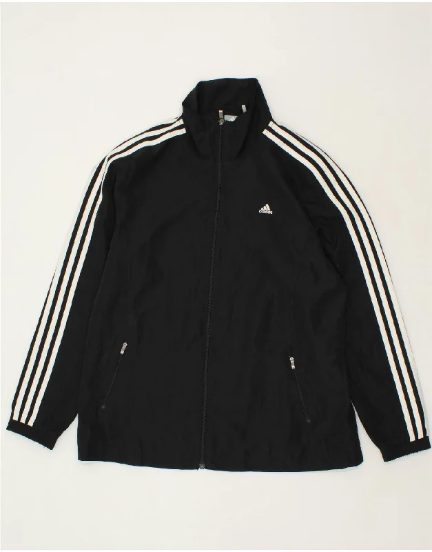 ADIDAS Womens Climalite Tracksuit Top Jacket UK 16 Large Black Polyester