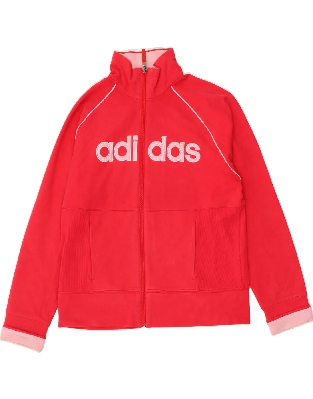 ADIDAS Womens Graphic Tracksuit Top Jacket UK 18 XL  Red Cotton