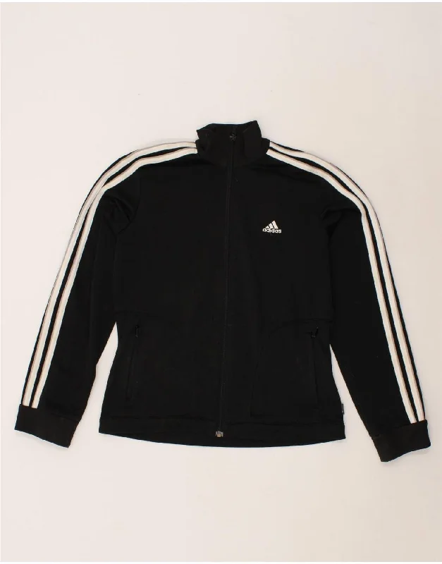 ADIDAS Womens Tracksuit Top Jacket UK 12 Medium  Black Polyester