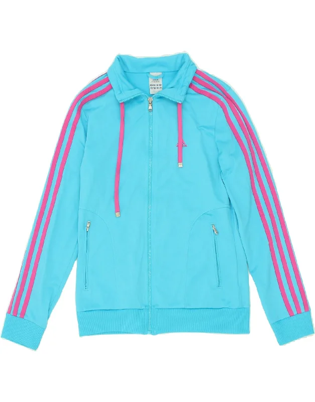 ADIDAS Womens Tracksuit Top Jacket UK 12 Medium  Blue Polyester