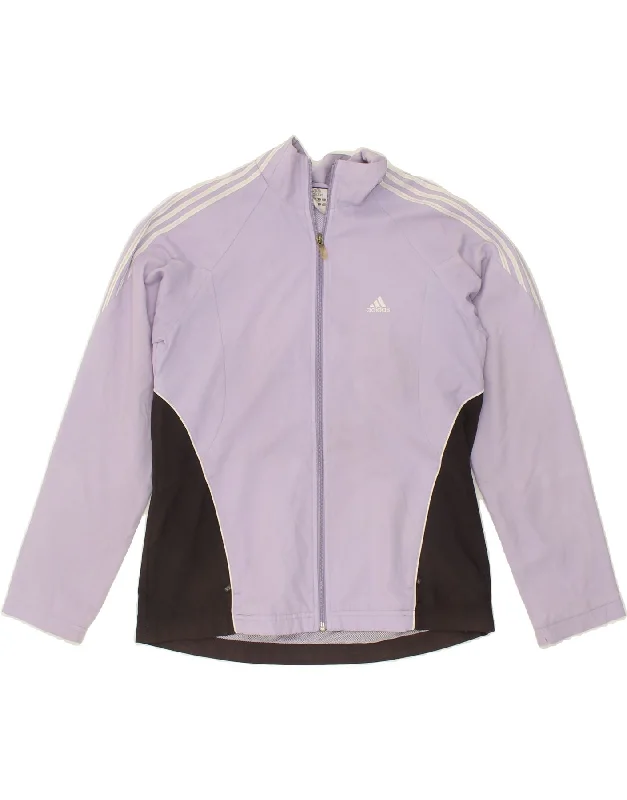 ADIDAS Womens Tracksuit Top Jacket UK 12 Medium Purple Colourblock