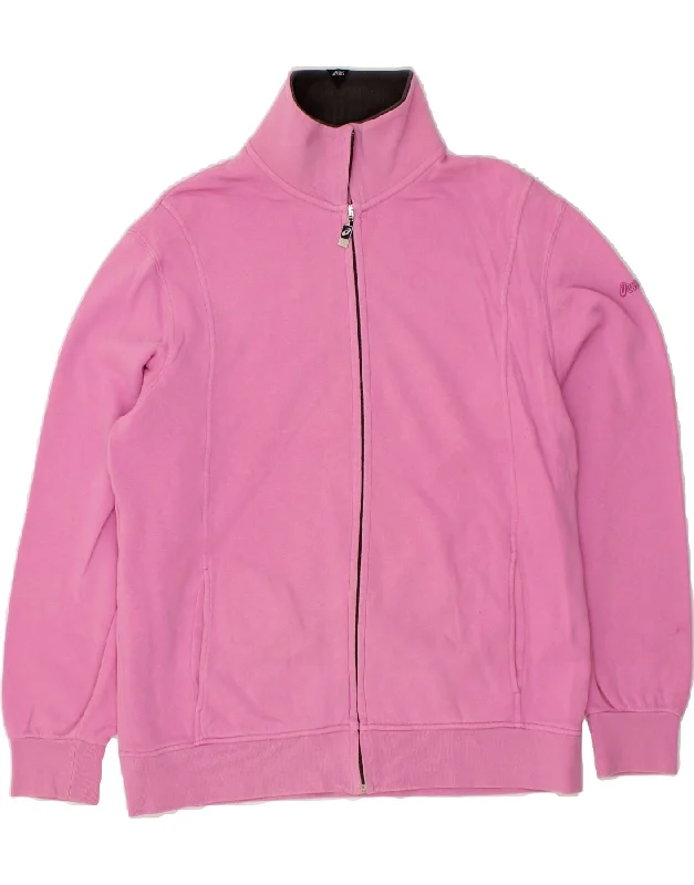 ASICS Womens Tracksuit Top Jacket UK 18 XL Pink Cotton