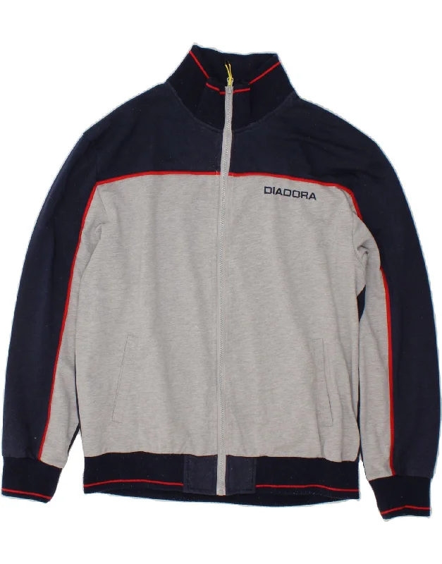 DIADORA Womens Tracksuit Top Jacket UK 20 2XL Navy Blue Colourblock