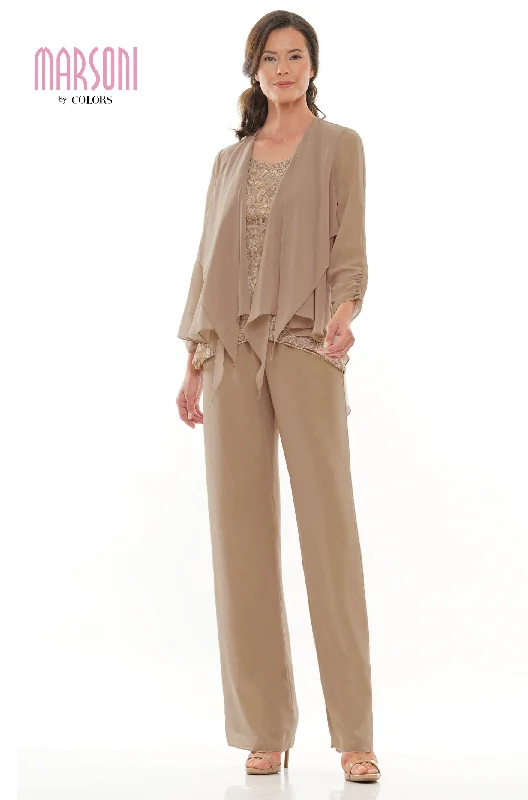 Marsoni by Colors -M303 Chiffon Jacket and Pants Suit