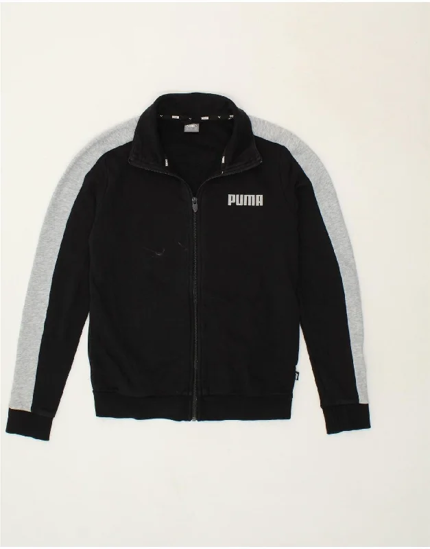 PUMA Womens Graphic Tracksuit Top Jacket UK 10 Small Black Colourblock