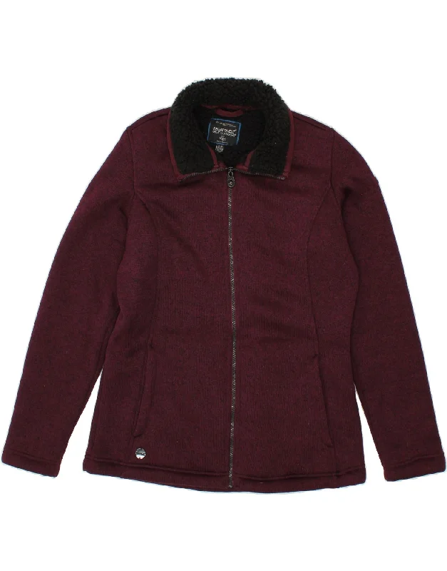 REGATTA Womens Sherpa Tracksuit Top Jacket UK 16 Large Maroon Flecked