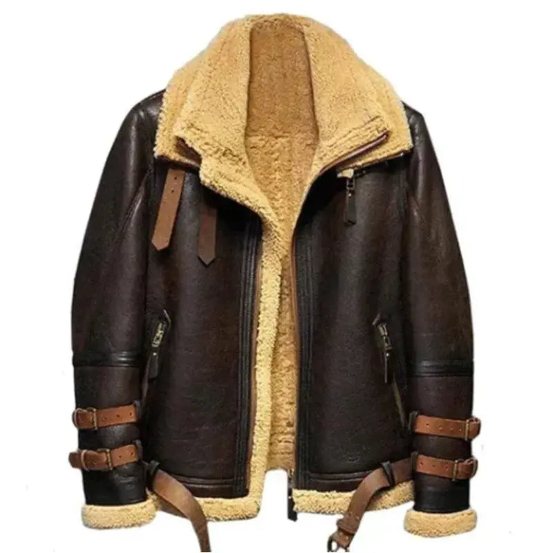 Double Belted Ronald Cuffs Collar Shearling Jacket