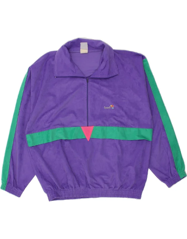 VINTAGE Womens Pullover Tracksuit Top Jacket UK 20 2XL Purple Polyester