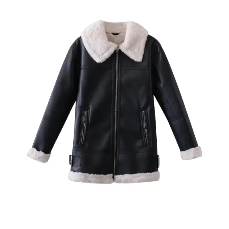 Women B3 Aviator Shearling Leather Black Jacket