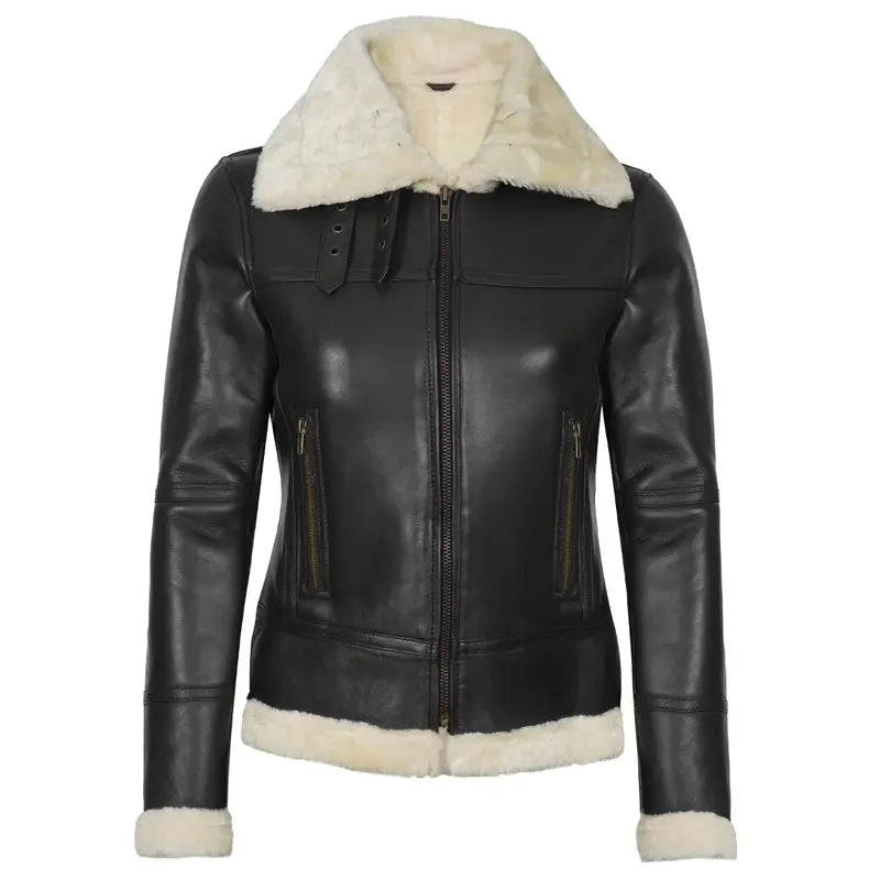 B3 Shearling Women's Black Leather Jacket