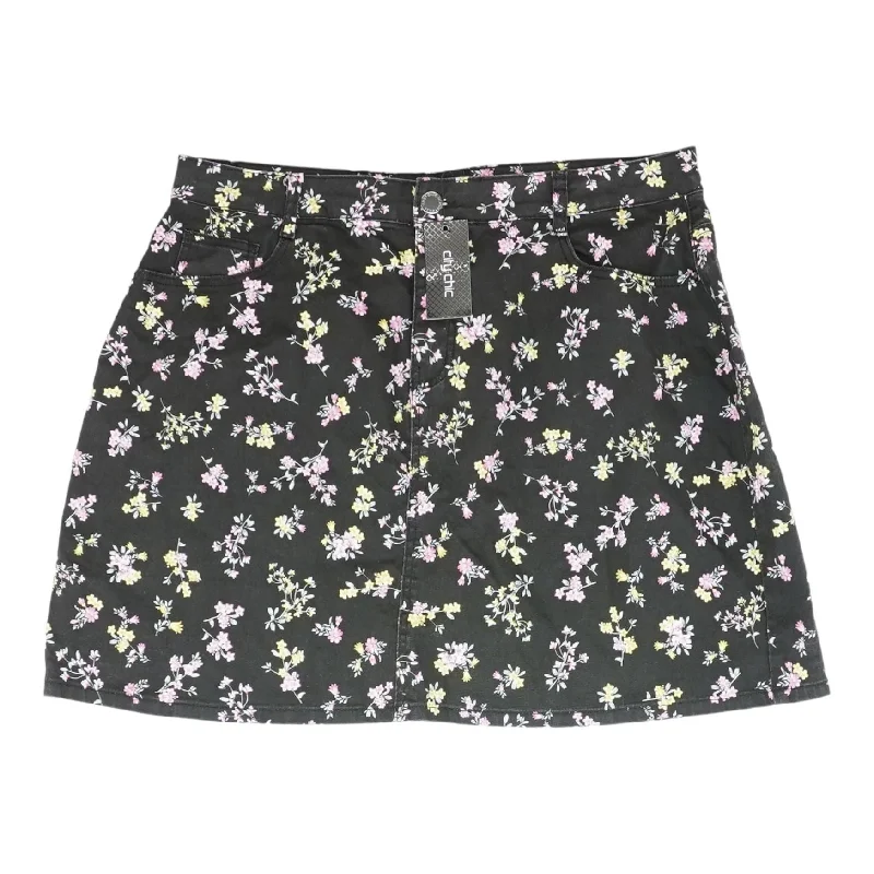 Black Floral Mini Skirt