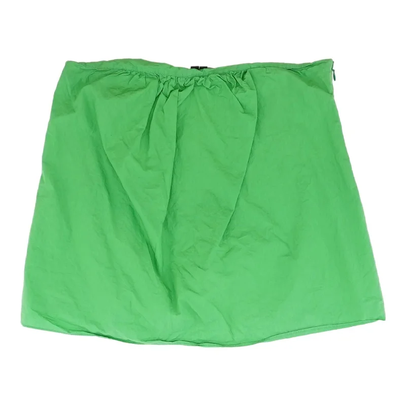 Green Solid Mini Skirt