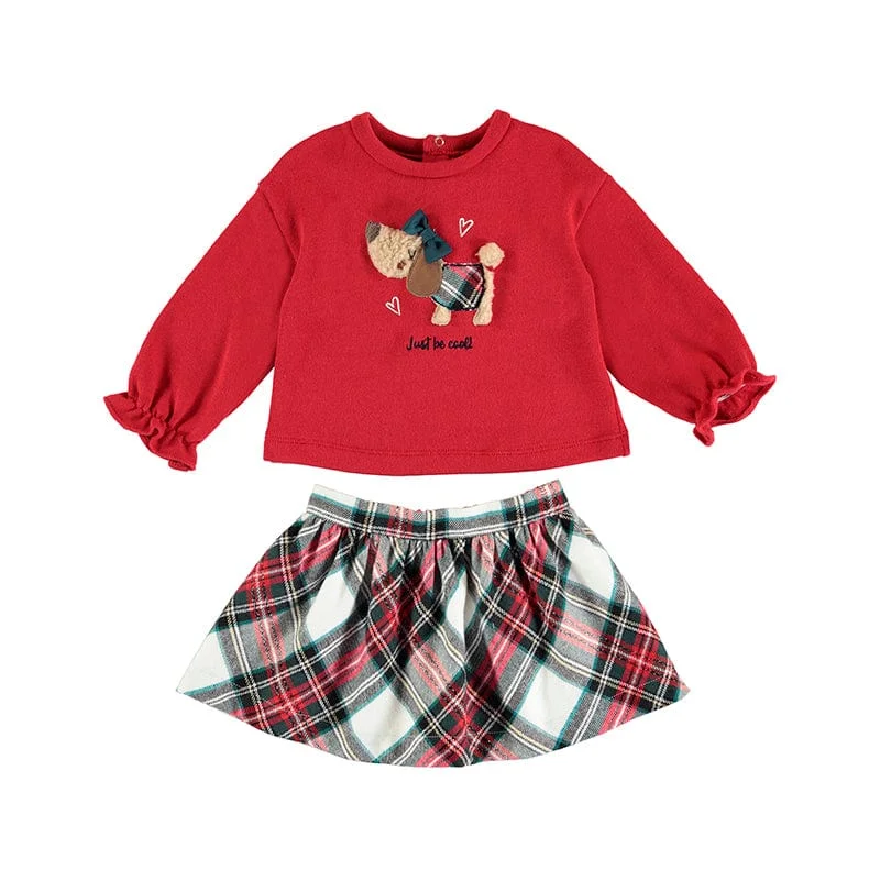 MAYORAL - Plaid Skirt Set - Red