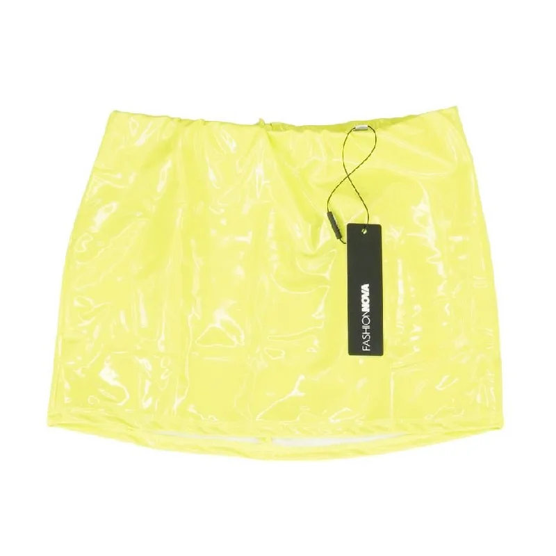 Neon Green Solid Mini Skirt