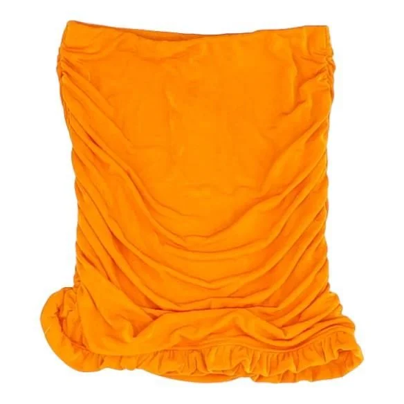 Orange Solid Mini Skirt